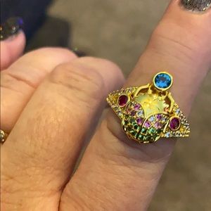 Gold plated beetle design lab created stones.